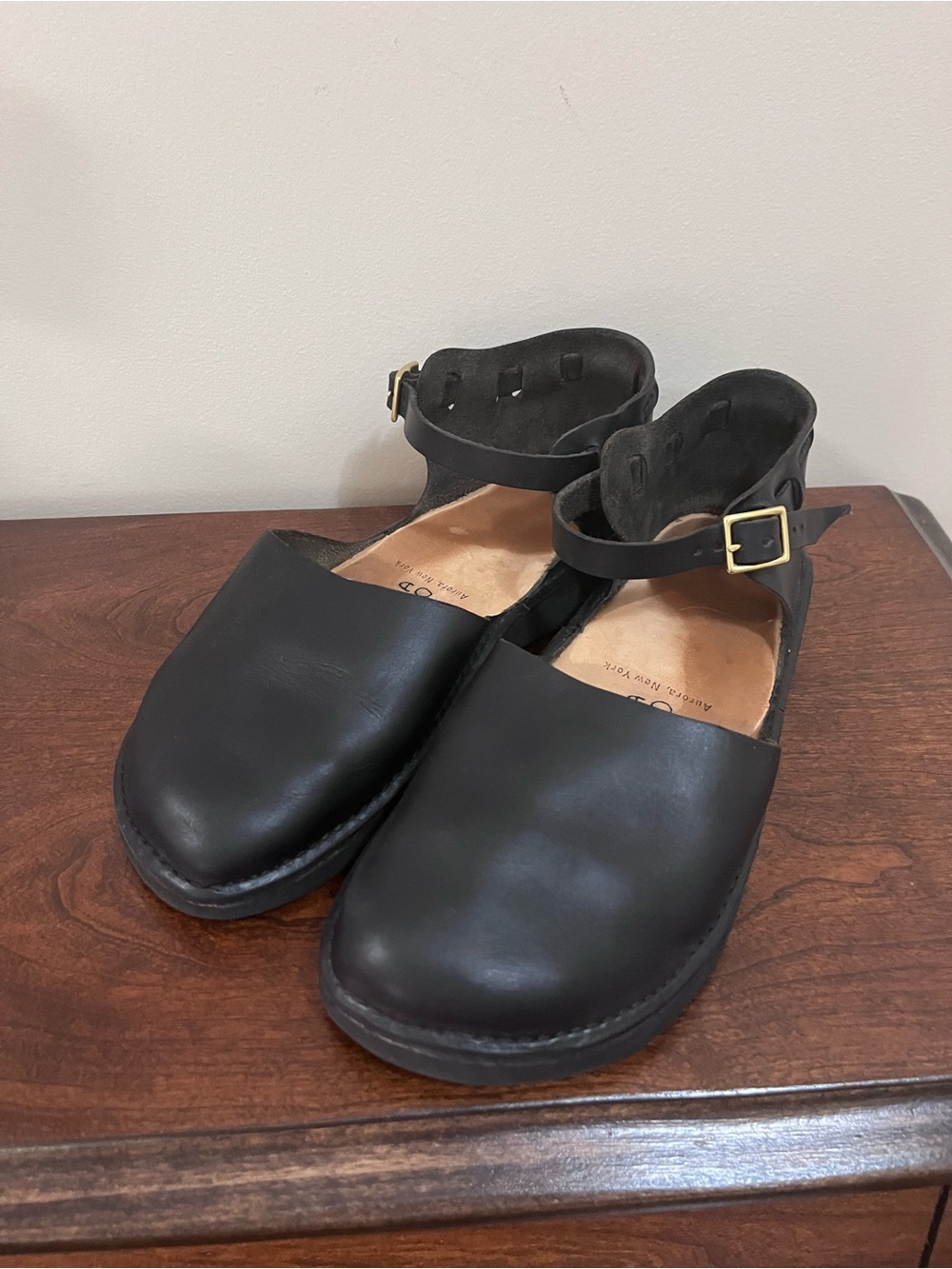 AURORA Black Mary Jane Leather Ankle Strap Shoes US 8D - Picture 5 of 17